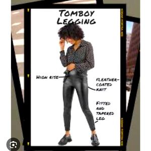 Cabi 4701 TomboyX Black Leather-Coated Knit Leggings